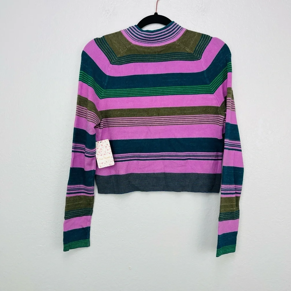 Free People Riptide Striped Crop Top Sweater